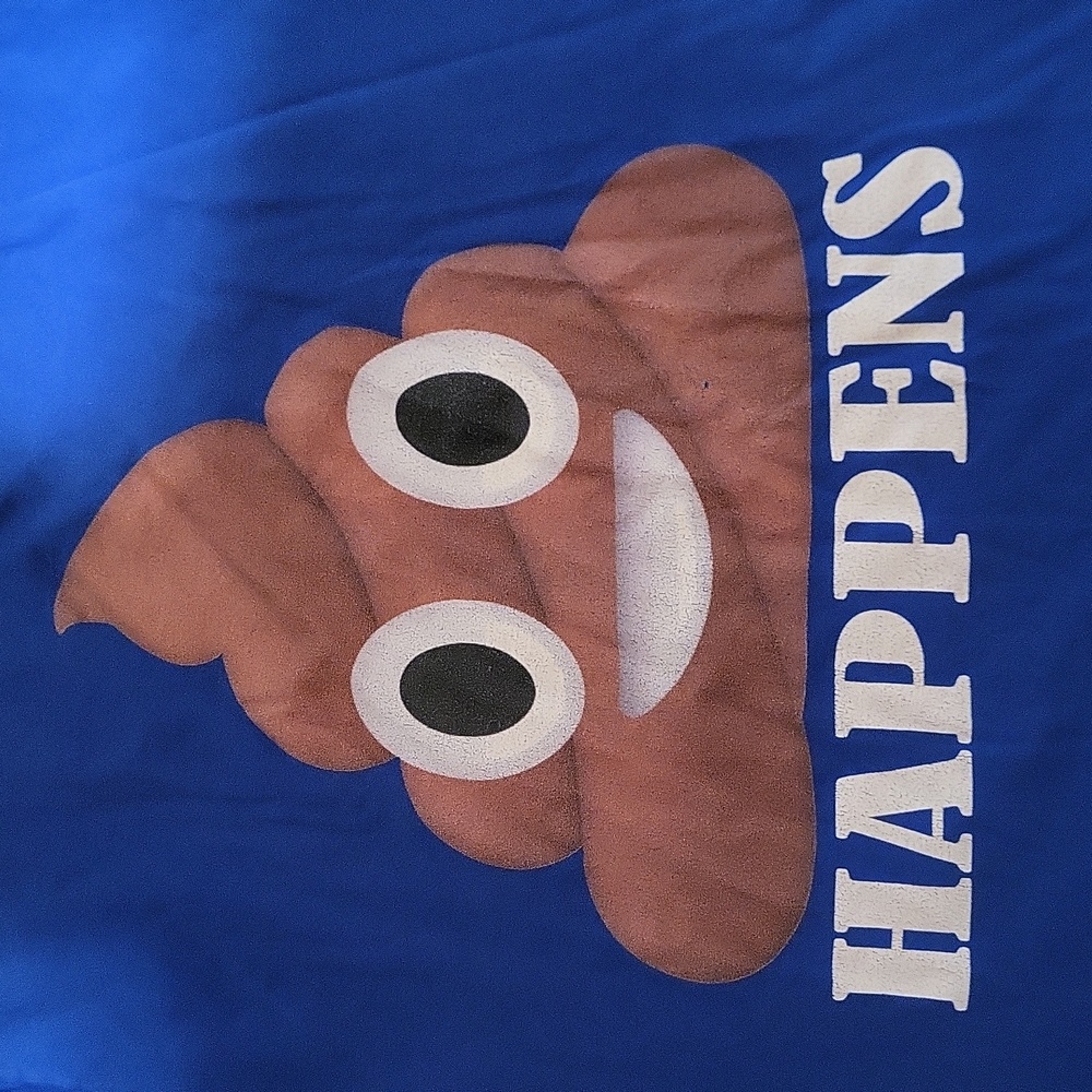 FINAL PRICE Graphic stuff emoji happens short sleeve Tee shirt,XL,blue HAS FLAWS
